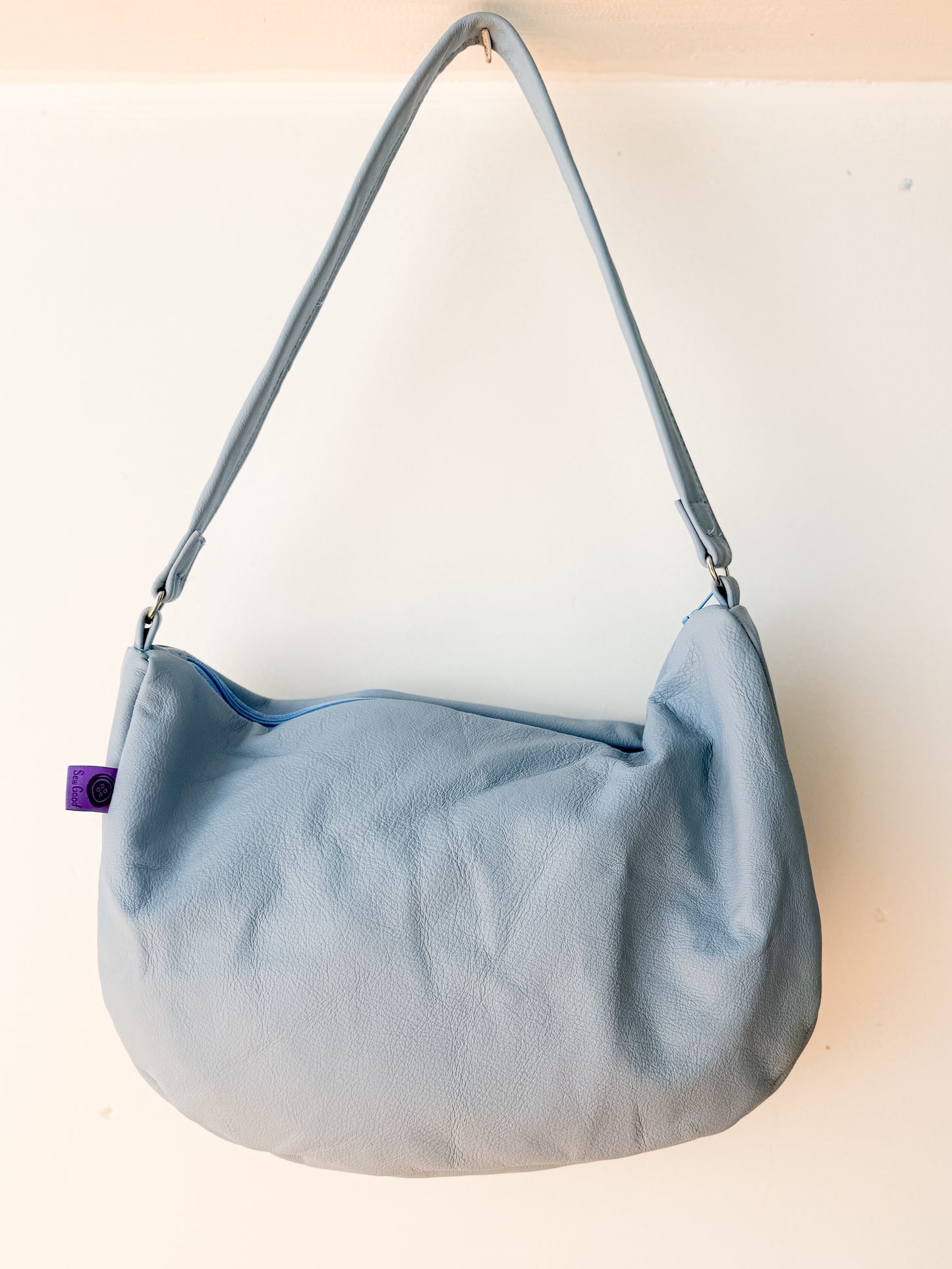 Blue Leather Handbag - Short Strap