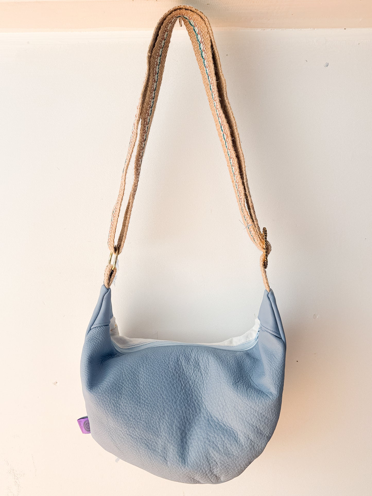 Leather Bag - Blue Embroidery