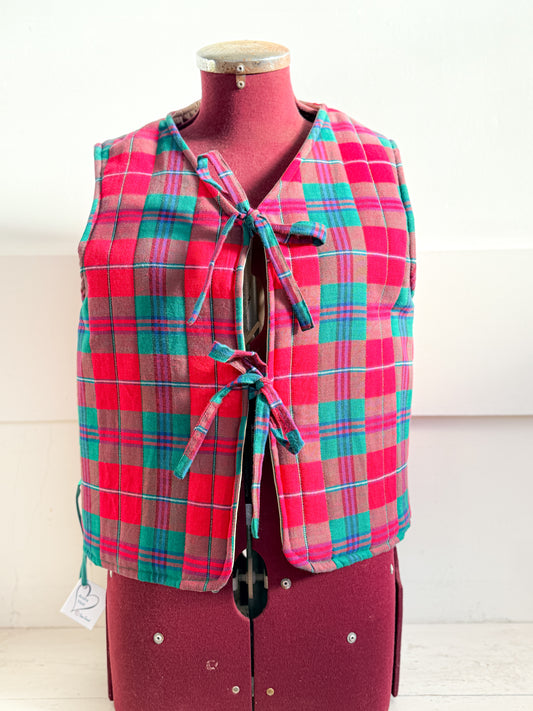 Cotton Quilted Vest - Red Plaid