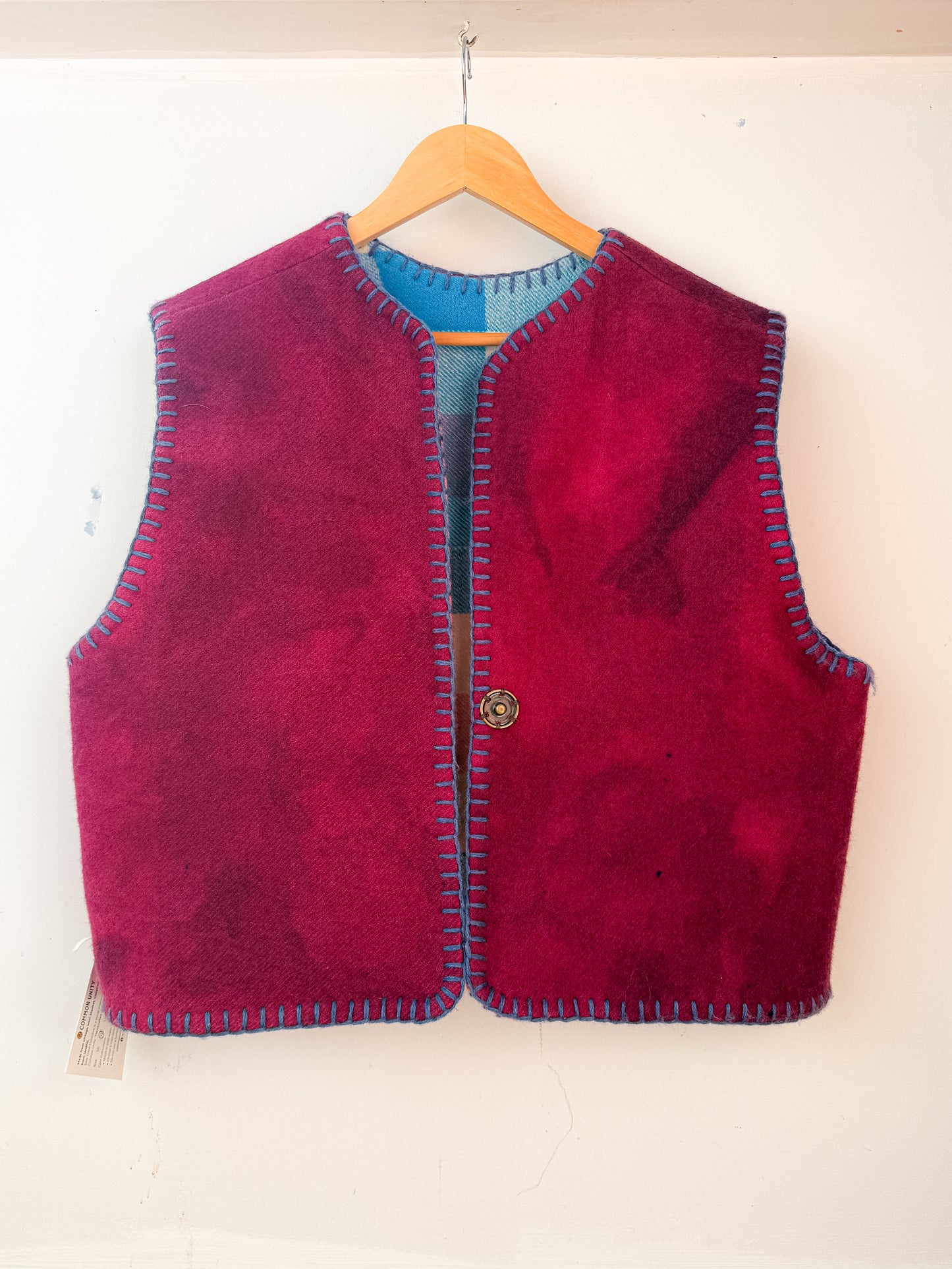 Wool Vest - Pink & Blue Plaid