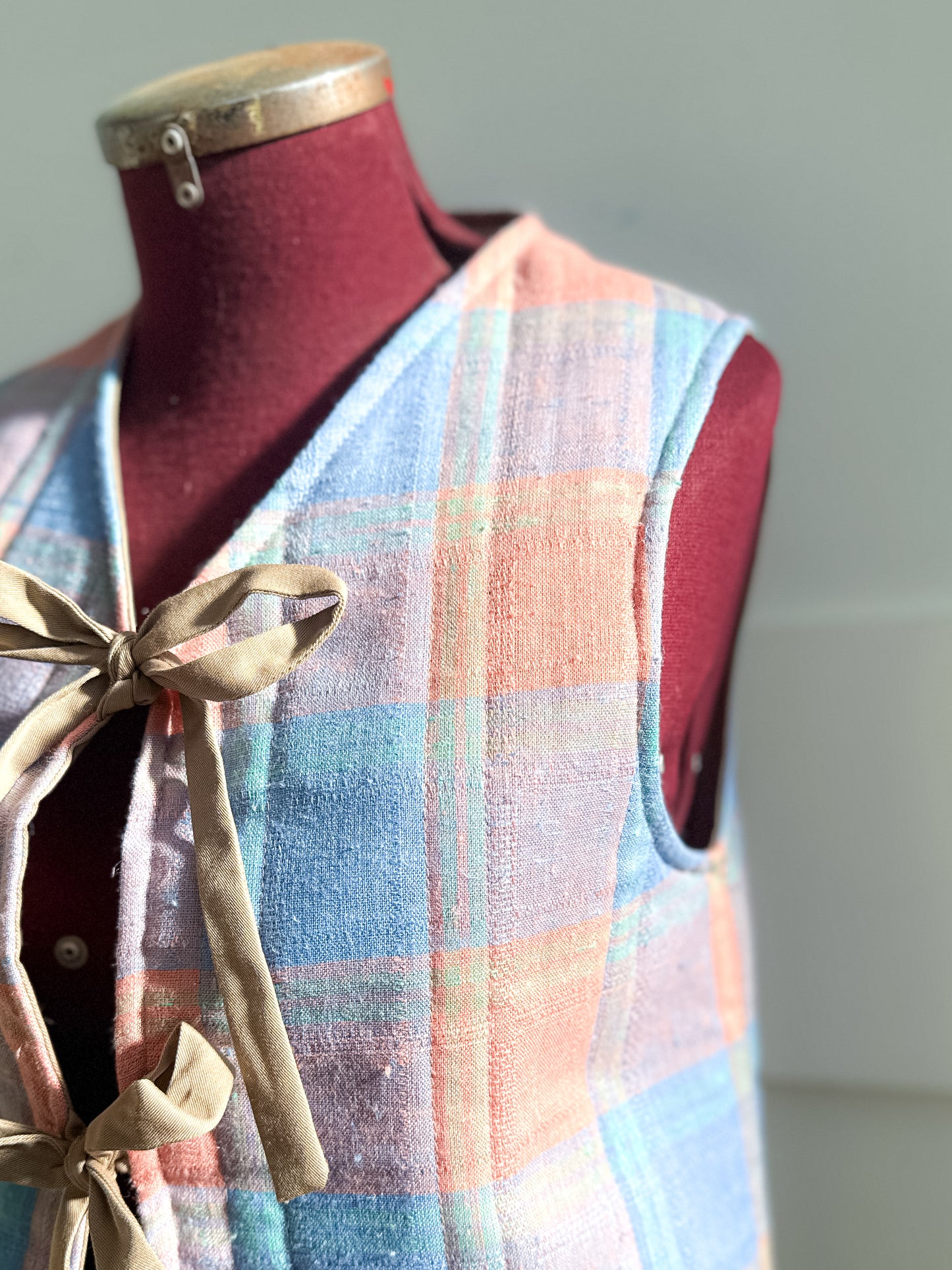 Cotton Quilted Vest - Pink & Blue