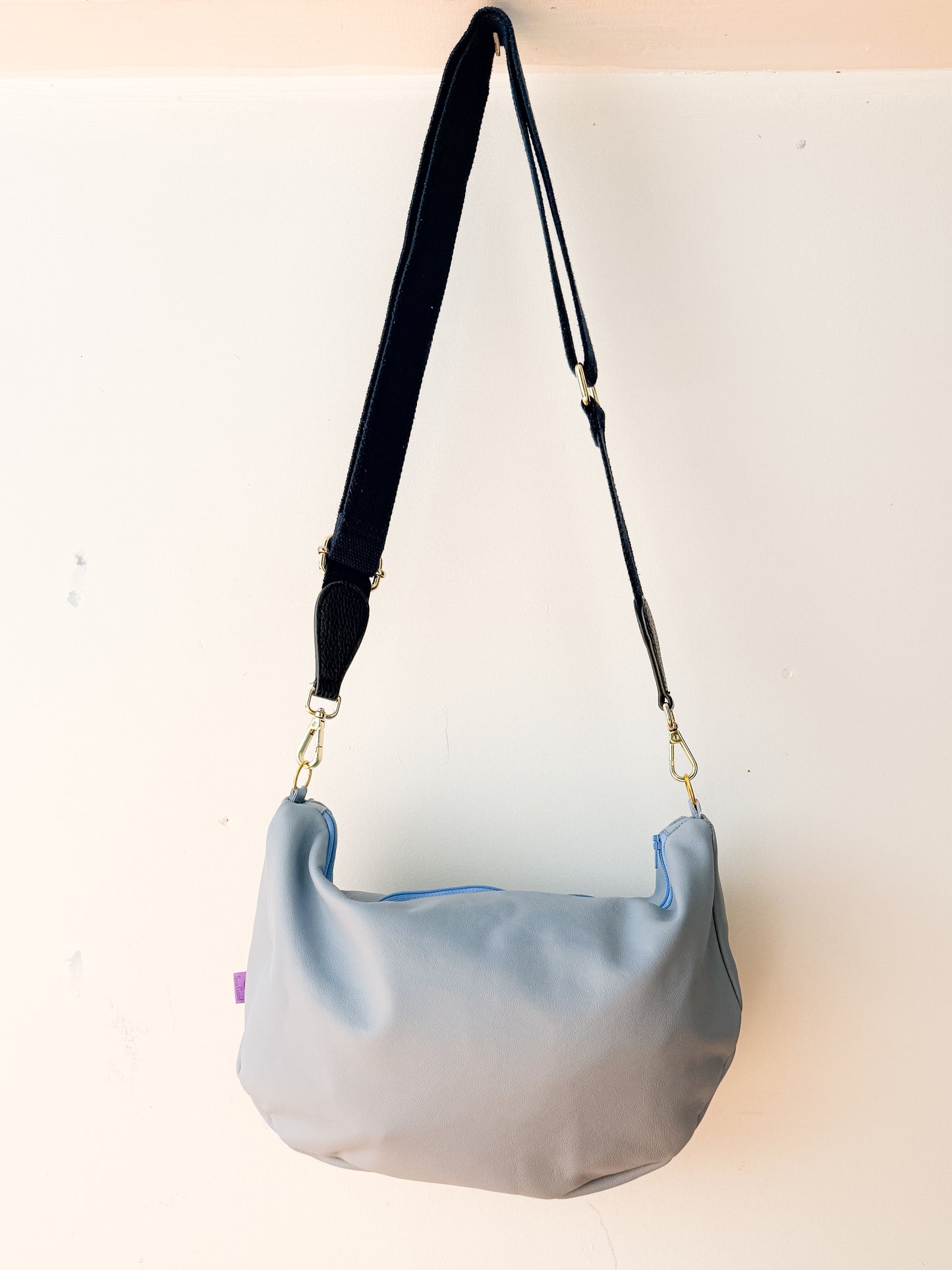 Blue Leather Handbag - Long Strap